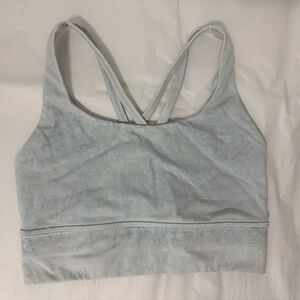 Lululemon | Energy Bra Long Line | Sz 4 B–D Cup | City Grit White Blue Fog | EUC